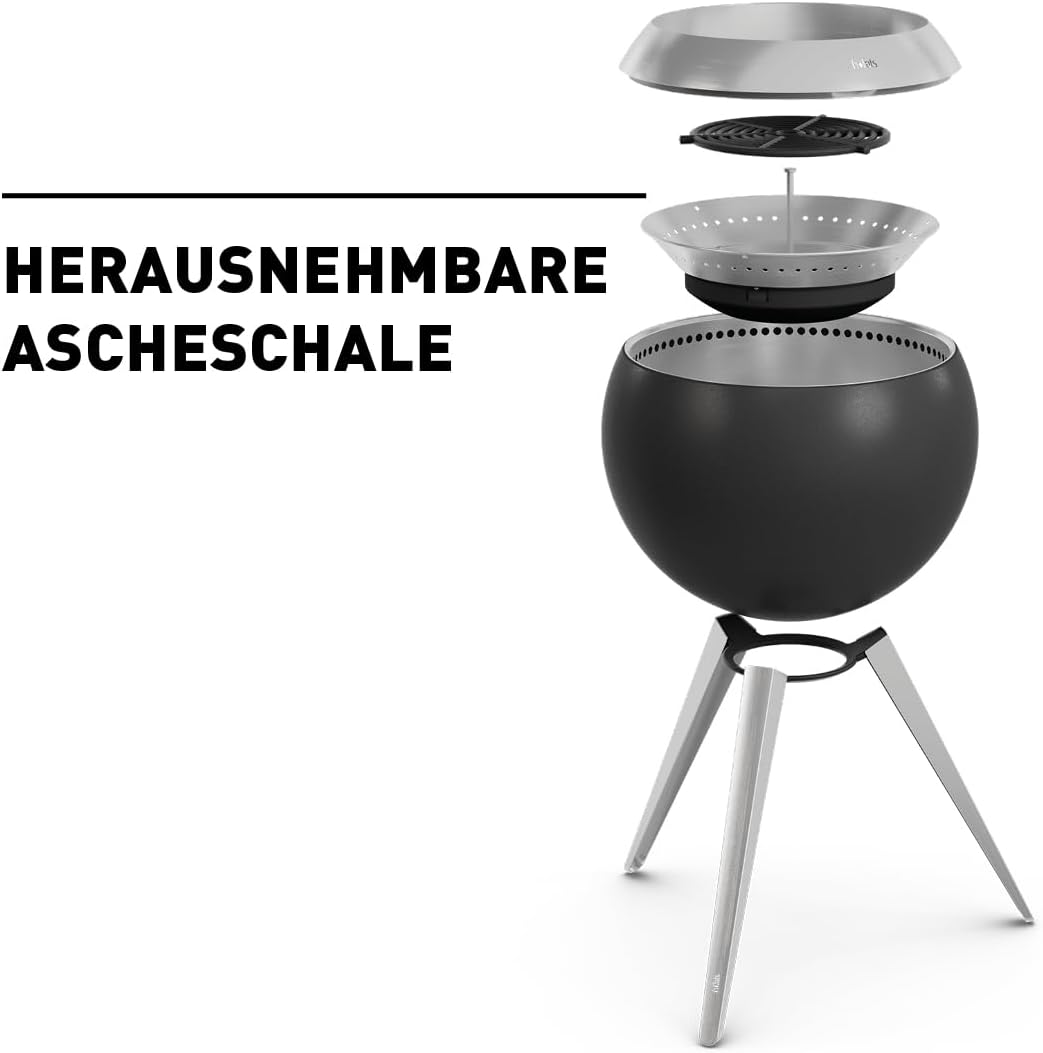 höfats Moon 45 Smokeless Fire Bowl with High Base Made of Stainless Steel - Enamelled Low Smoke Fire Basket with Wood Carburettor Technology, Two-Stage Combustion Process - Fire Pit with Diameter 45 – Bild 7