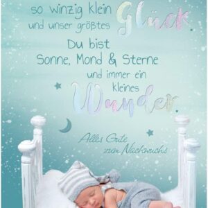 KE - Premium Greeting Card for Birth, Baby Card with Envelope, DIN B6 Format, 17.1 x 11.7 cm, Top Gift Idea, Motif: Happiness