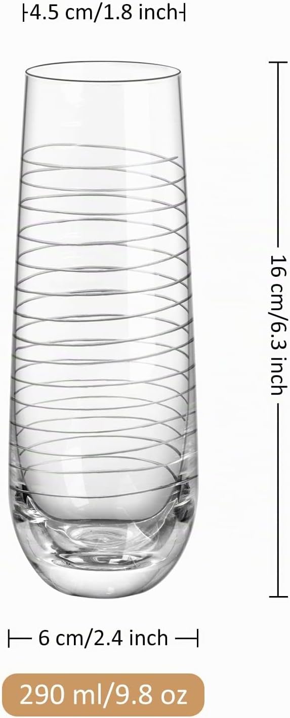 Joeyan 290 ml Champagne Glasses without Stem, Set of 4, Crystal Champagne – Bild 7