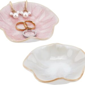 PandaHall 2 Styles Ceramic Jewellery Tray Key Ring Dish Jewellery Tray Ceramic Derorative Bracelet Organiser for Home Decor Wedding Gift Jewellery Storage, 10 cm