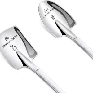 Wedding Gifts for Bride and Groom, Set of 2 Ice Cream Spoons with Engraving Anniversary Gift for Him and Her/Her Ice Cream Spoon Birthday Valentine’s Day Christmas Gift for Couples Women Men
