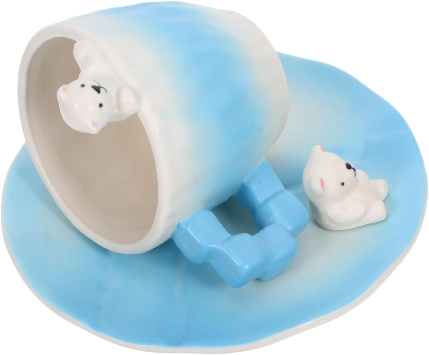 Cute Polar Bear Coffee Cup with Saucer Ceramic Tea Cups Set for Afternoon Coffee Design Safe Easy to Clean Gift for Home and Bar
