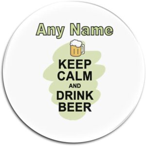 Personalised Gift - Set of 4 x Keep Calm Drink Beer Coasters (Food Design) Unique Coasters for Parties, Diet, Snacks, Wine, Milk, Coffee, Tea