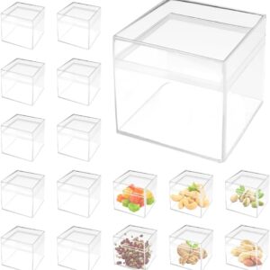 Pack of 24 Transparent Plastic Gift Box Small Square Acrylic Cube Clear Plastic Box Square Acrylic Box with Lid 5 cm Storage Box for Jewellery, Sweets, Figures