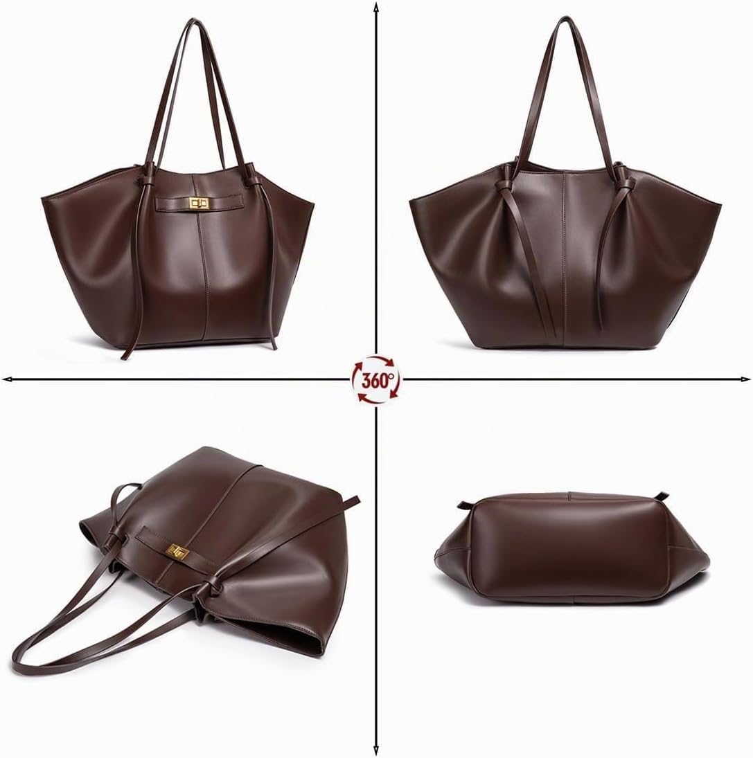 Generisch Women's Tote Bag, Shopper Bag, Large Shoulder Handbag with Removable Strap, Leather Tote Bag, Women's Brown, Shopper for College, School, Work, Travel, Shopping. – Bild 5