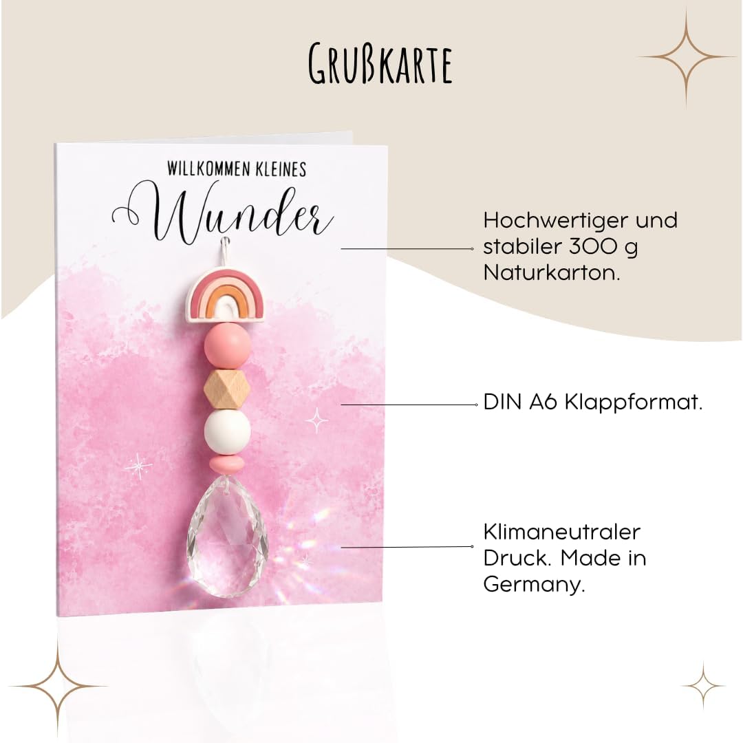 Birth Card with Handmade Sun Catcher Baby Girl – Bild 4