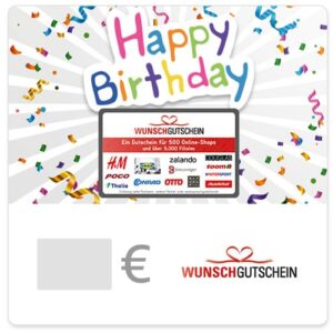 WUNSCHGUTSCHEIN The Perfect Gift – 500 Redemption Partners – for Germany – by Email (not redeemable for Amazon)