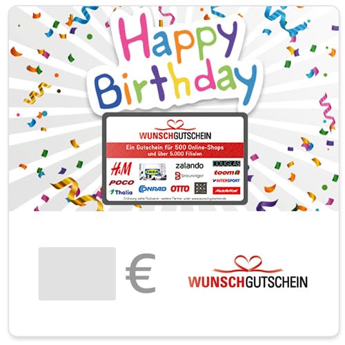 WUNSCHGUTSCHEIN The Perfect Gift – 500 Redemption Partners – for Germany – by Email (not redeemable for Amazon)
