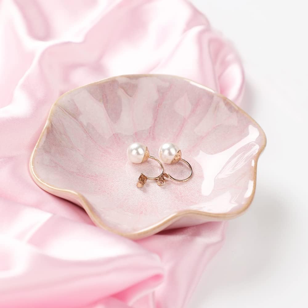 Binoster Ceramic Jewellery Tray, Room Decoration, Aesthetic Room Decor, Key Tray, Small Ring Holder, Jewellery Plate, Jewellery Tray, Collection Tray, Decoration Aesthetic, Bedside Decoration (Pink) – Bild 3