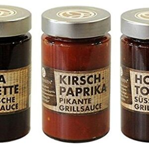 Premium Grill Sauces / Barbecue Sauces Set of 3 – Grill Set – At Finest – Creative Formula – 230 ml Bottles – Delicatessen with Top Quality – Gift Idea for Gift Basket
