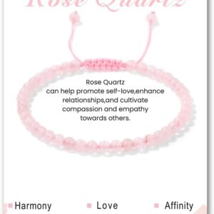 Genuine Natural Stone Bracelet for Women, 4 mm Adjustable Natural Stone Bracelet, Pearl Bracelet, Yoga Bracelet for Women, Girls for Mother's Day, Birthday, Valentine's Day, Christmas Gifts