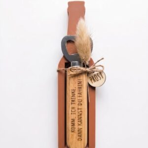 Flaschenöffner aus Holz mit Gravur „Komm, ich trinke, dann kannst du fahren!“ – Originelles Geschenk für Männer & Handwerker – Kapselheber – 3D-Druck PLA & Trockenblume – Handmade