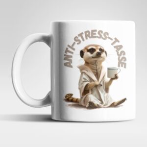 Funny Meerkat Mug 325 ml – Anti-Stress Coffee Mug for Office Made of White Ceramic with Saying – Funny Gift Idea