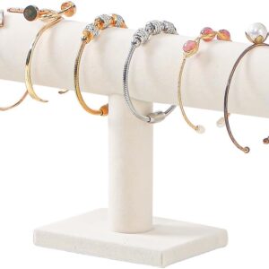 Bracelet Holder Organizer for Bracelets Organizer for Women Jewelry Accessories (Velvet, Beige, Gold Metal Lid)