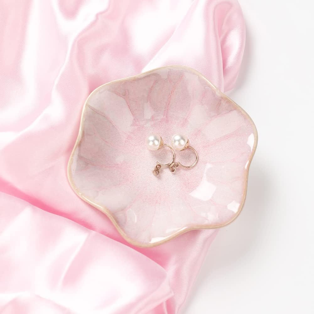 Binoster Ceramic Jewellery Tray, Room Decoration, Aesthetic Room Decor, Key Tray, Small Ring Holder, Jewellery Plate, Jewellery Tray, Collection Tray, Decoration Aesthetic, Bedside Decoration (Pink) – Bild 2