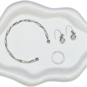 Cloud Shape Jewellery Tray, Decorative Ceramic Jewellery Tray, Jewellery Plate for Rings, Necklaces, Bracelets, Perfume Tray for Cosmetics, Gifts for Girl, Women, Mothers, Daughters (White)