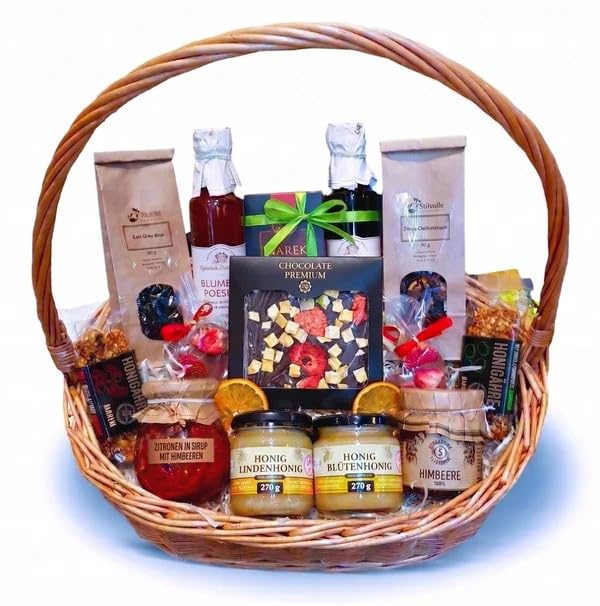 Mega Healthy Gift Basket Gift - Honey, Jams, Chocolate & Exquisite Tea Specialities for Mother's Day, Birthday for Mum, Grandma, Grandpa, Teacher
