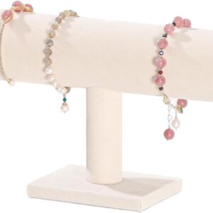 T-Bar Bracelet Holder Jewelry Watch Display Stand Small Jewelry Storage for Girls (Beige)