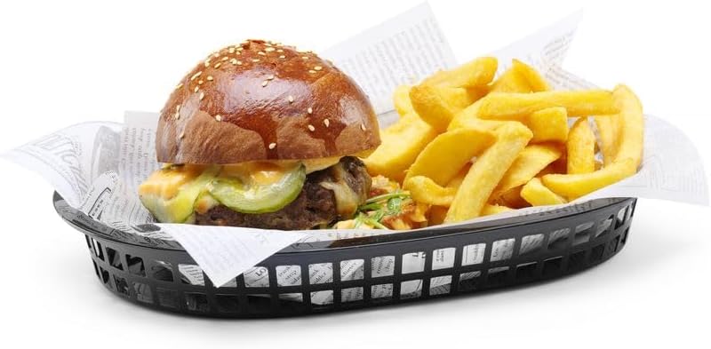 HENDI Servierkörbe, im Fastfood-Stil, Körbe, zum Servieren für Pommes Frites, Garnelen, Zwiebelringen, Stückzahl: 6, 275x175x(H)38mm, Schwarz – Bild 2