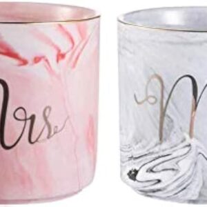 Mr and Mrs Mugs Ceramic Coffee Mugs Marbling with Gold Patterns, Perfect for Coffee, Tea and Water, 400 ml, Pack of 2, Gift for Wedding, Valentine's Day, Anniversary and Christmas