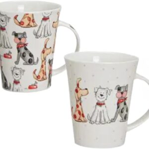 Set of 2 Porcelain Mugs - Cute Dog or Cat Motif - 300 ml - Lovingly Illustrated - Ideal for Coffee, Tea & Cocoa - Gift Idea for Animal Lovers (2, Dog)