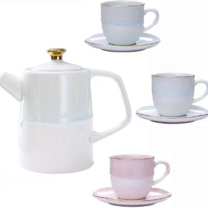 Tea set for adults, tea set with teapot for adults, tea cup and saucer, service for 3 people, porcelain, ceramic, coffee, tea, gift sets for tea, coffee, afternoon tea, party