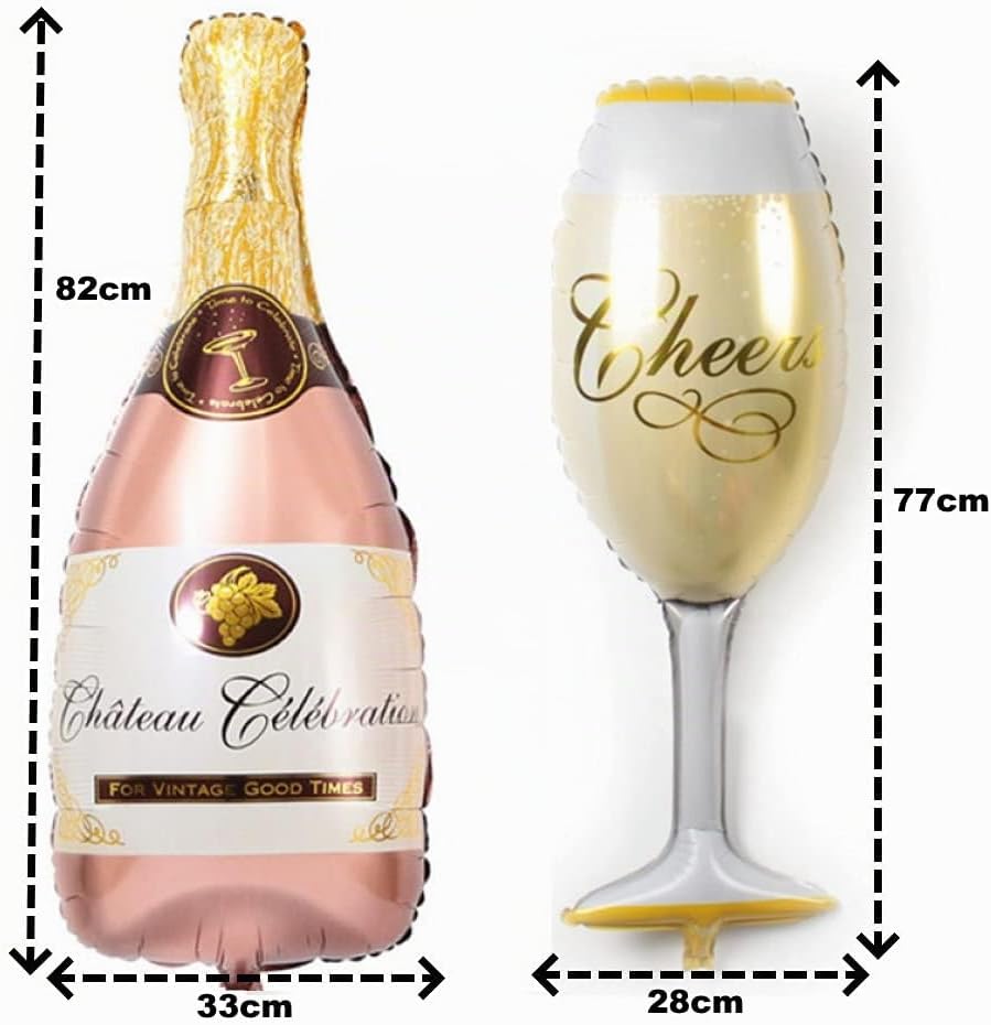 Balloon Set Champagne Champagne Bottle and Glass – XXL Foil Balloon in Rose as Wedding Decoration, Greeting, Party Gift or Champagne Reception Surprise – Bild 3