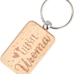 Keyring with Engraving on Both Sides · Wooden Keyring for Grandma · Gifts for Grandma · Gift Grandma and Grandpa, Liebste Uroma, S
