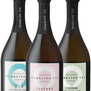 Copenhagen Sparkling Tea Set, Alcohol-Free, Premium Sparkling Wine Alternative Organic & Vegan, Exclusive Tea Aperitif Gift Set for Parties, 3 x 0.75 L (LYSERØD, BLÅ, LYSEGRØN)