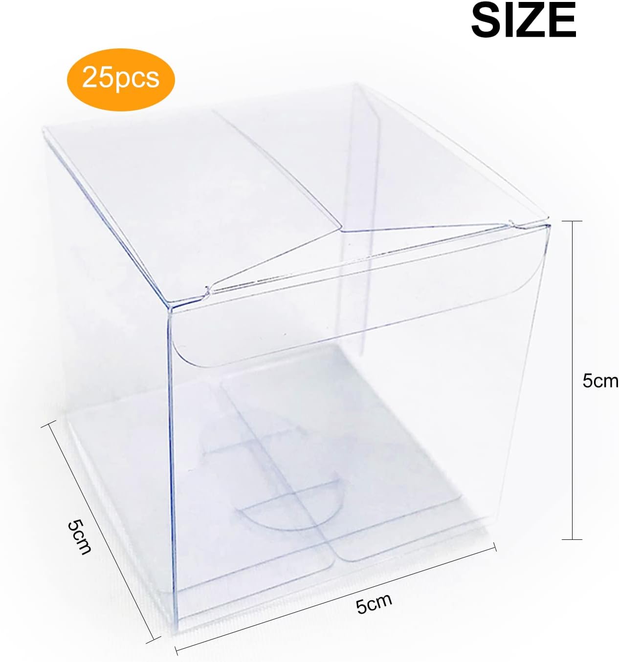25 Pieces Transparent Gift Boxes Folding Plastic Candy Chocolate Gift Box Wedding Party Birthday Christmas (5 x 5 x 5 cm) – Bild 2
