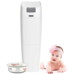 SPROSS Baby Nappy Bucket / Pail Including Refill – Odour-Proof System & One-Handed Operation – Baby Bucket for Nappies