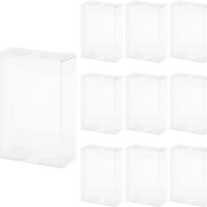 QUARKZMAN Pack of 10 Transparent Gift Boxes, 40 x 20 x 60 mm Plastic Gift Packaging for Sweets, Biscuits, Jewellery Storage, Wedding, Valentine’s Day, Party, Packaging