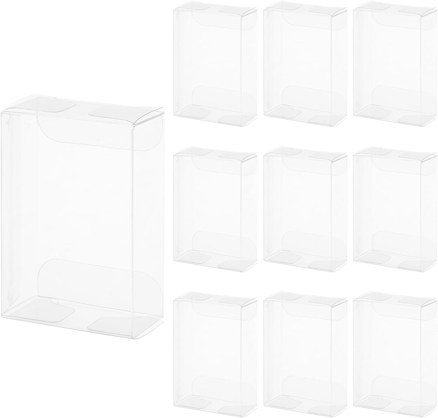 QUARKZMAN Pack of 10 Transparent Gift Boxes, 40 x 20 x 60 mm Plastic Gift Packaging for Sweets, Biscuits, Jewellery Storage, Wedding, Valentine's Day, Party, Packaging