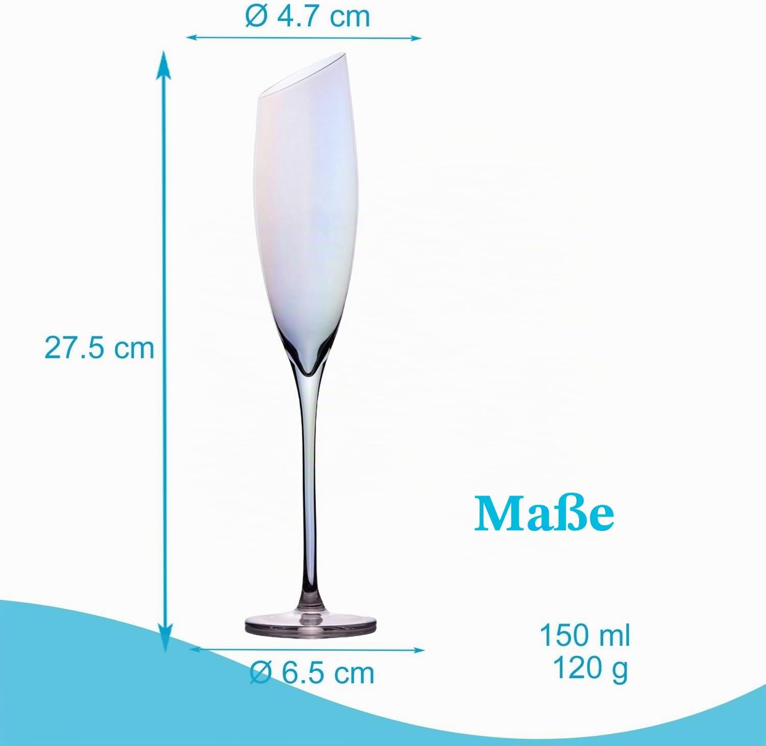 INTIRILIFE 2 x Champagne Glass with Modern Edge and Rainbow Shimmer – 150 ml Capacity – Champagne Prosecco Glass Dishwasher Safe Crystal Glass Shockproof – Bild 4