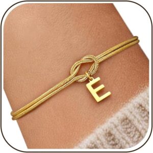 J.Fée Personalised Bracelet with Letters, Eternal Infinity Knot Bracelet Women’s 925 Silver, 14 Carat Gold-Plated Bracelets with 26 Initials A-Z, Gifts for Women, Gift for Girlfriend