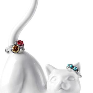Cat Ring Holder Jewellery Stand, Cat Gifts for Women for Birthday, Christmas, Valentine's Day, Kawaii Cat Decoration Ornaments