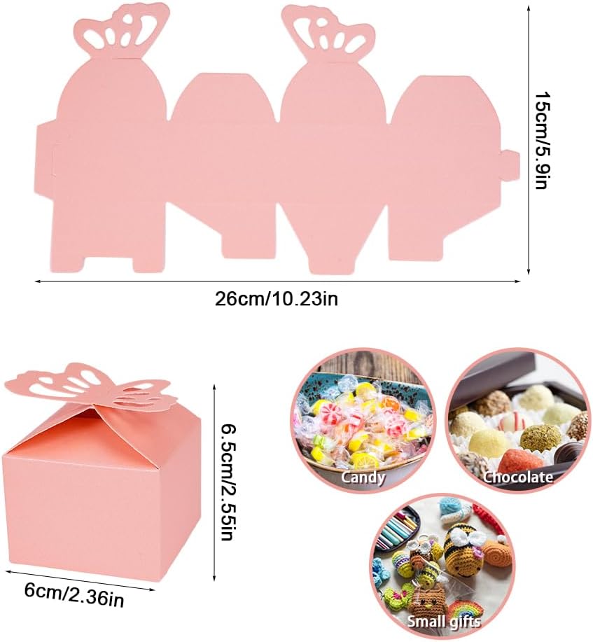 Pack of 50 Wedding Favour Boxes, Butterfly Sweets Box, Wedding Candy Boxes, Creative Paper Gift Boxes, for Weddings, Parties, Festivals, Table Decoration, Wedding Decoration (6 x 6 x 5.5 cm) – Bild 2