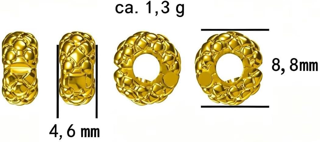 Charms Stopper Gold 925 Sterling Silver for Bracelet Stopper Charms for Bead Charm Bracelet Pendant Spacer – Bild 2