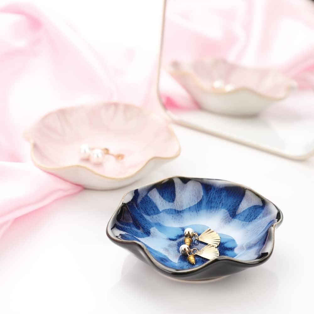 Binoster Ceramic Jewellery Tray, Room Decoration, Aesthetic Room Decor, Key Tray, Small Ring Holder, Jewellery Plate, Jewellery Tray, Collection Tray, Decoration Aesthetic, Bedside Decoration (Blue) – Bild 2
