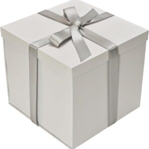 Tekhoho White Gift Box 22 x 22 x 20.5 cm, Premium Gift Boxes for Gifts, with Lid and Ribbon, for Valentine's Day, Christmas, Wedding, Birthday, Gift Wrapping, Chequered Inner Lining