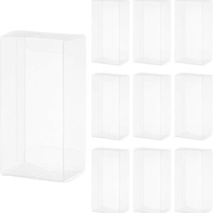 QUARKZMAN Pack of 10 Transparent Gift Boxes, 40 x 30 x 82 mm Plastic Gift Packaging for Sweets, Biscuits, Jewellery Storage, Wedding, Valentine’s Day, Party, Packaging