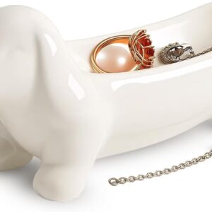 HORREX Dachshund Jewellery Bowl Ceramic Decorative Tray Bedside Table