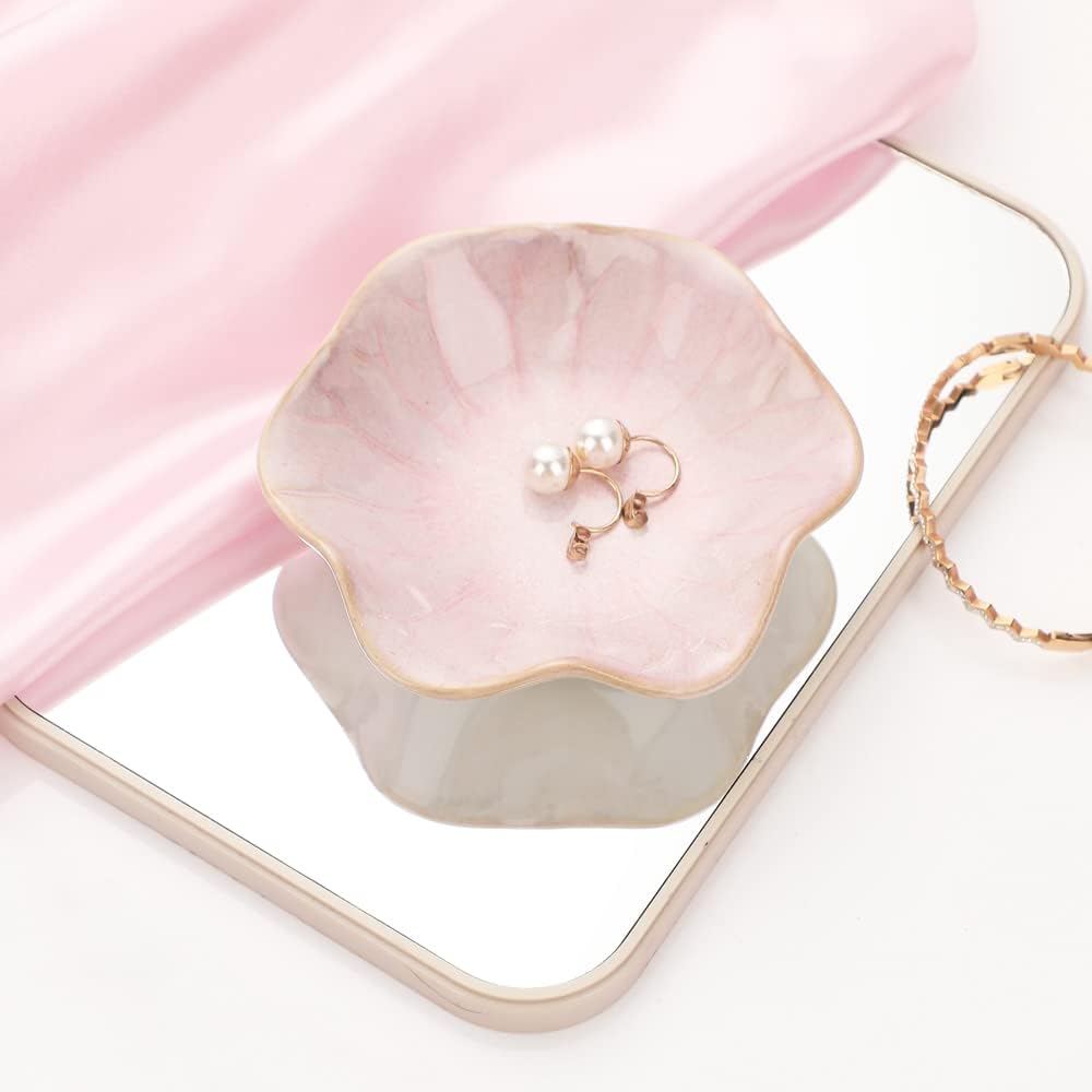 Binoster Ceramic Jewellery Tray, Room Decoration, Aesthetic Room Decor, Key Tray, Small Ring Holder, Jewellery Plate, Jewellery Tray, Collection Tray, Decoration Aesthetic, Bedside Decoration (Pink) – Bild 5