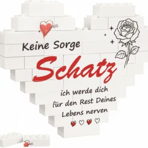 I Love You Gifts for Women Men, Valentine's Day Building Blocks with Saying, Keine Sorge ich werde Dich Nerven, Romantic Gift for Anniversary, Wedding, Boyfriend Girlfriend