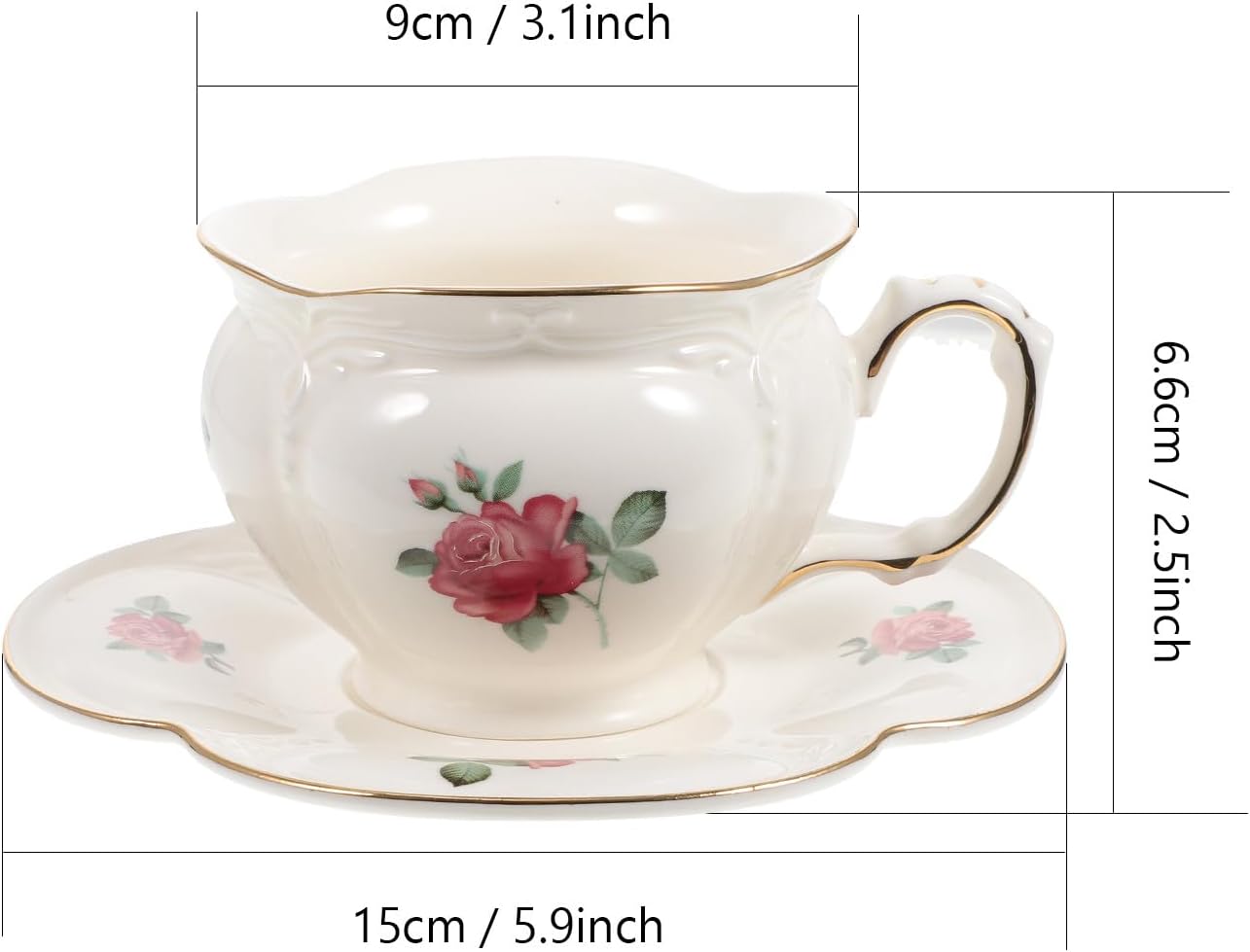Beaupretty Keramik Teetasse mit Untertasse, 1 Satz, Zarte Kurvenform – Bild 2
