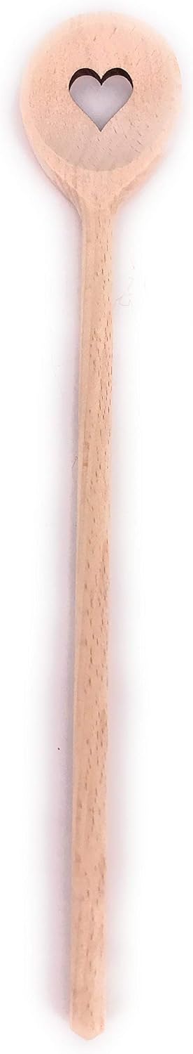 Balna Cooking Spoon Set Wooden Cooking Spoon Wooden Heart Gift Ideal for Wedding Valentine's Day Birthday Lovers Kitchen Set 2 Wooden Spoons + 1 Spatula Beech Wood 30 cm – Bild 4