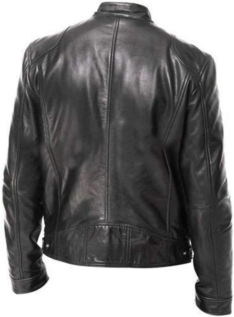 Generisch Leather Jacket Men's Bomber Jacket Biker Jacket Motorcycle Jacket Leather Coat Biker Jacket Vintage 50s Outfit Faux Leather Jacket – Bild 4