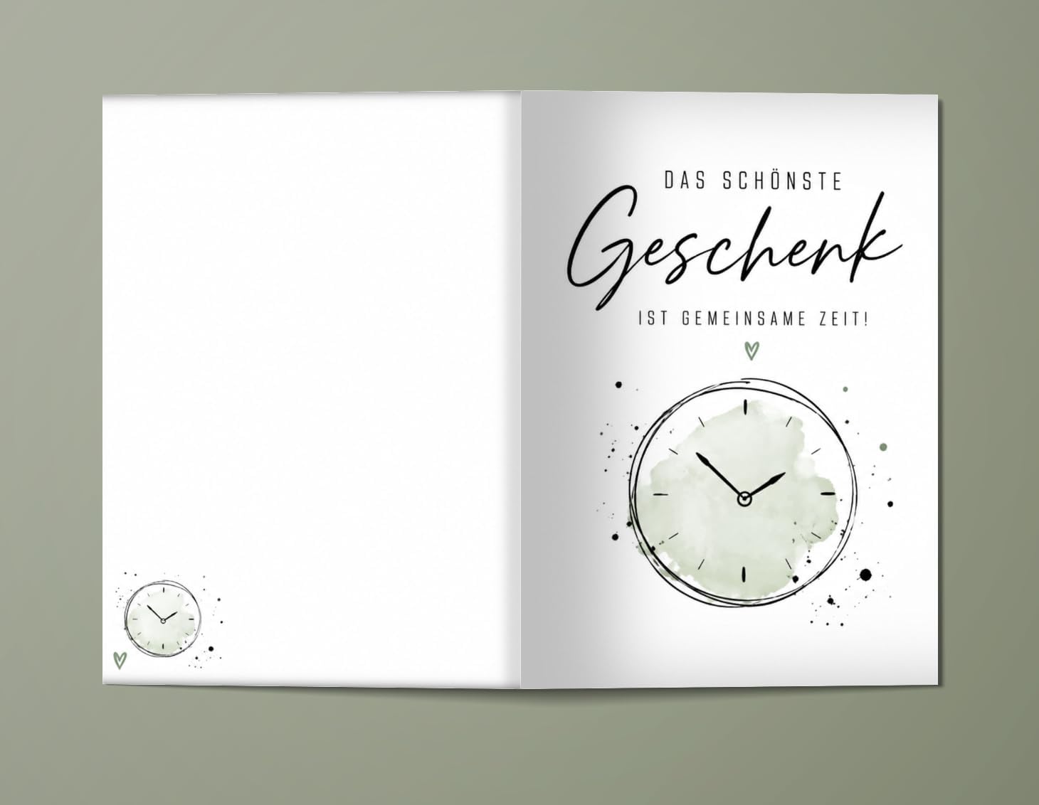 WBdesignz Cute Gift Card with Envelope – The Most Beautiful Gift is Together Time – Cute Activities Voucher Card – Birthday Congratulations Anniversary – Clock Motif (DIN A6) – Bild 4