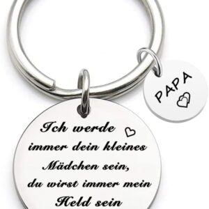Papa Gift Ich werde immer dein kleines Mädchen sein, du wirst immer mein Held sein Keyring Best Papa Ever Jewellery Father’s Day Gift Birthday Gift from Daughter to Dad