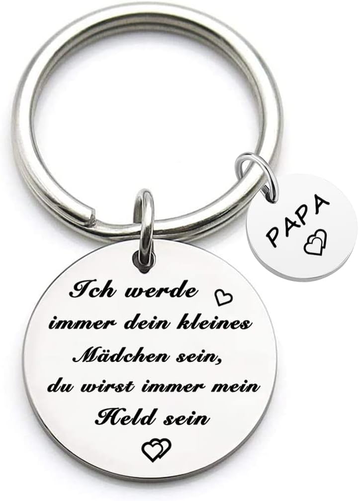 Papa Gift Ich werde immer dein kleines Mädchen sein, du wirst immer mein Held sein Keyring Best Papa Ever Jewellery Father's Day Gift Birthday Gift from Daughter to Dad